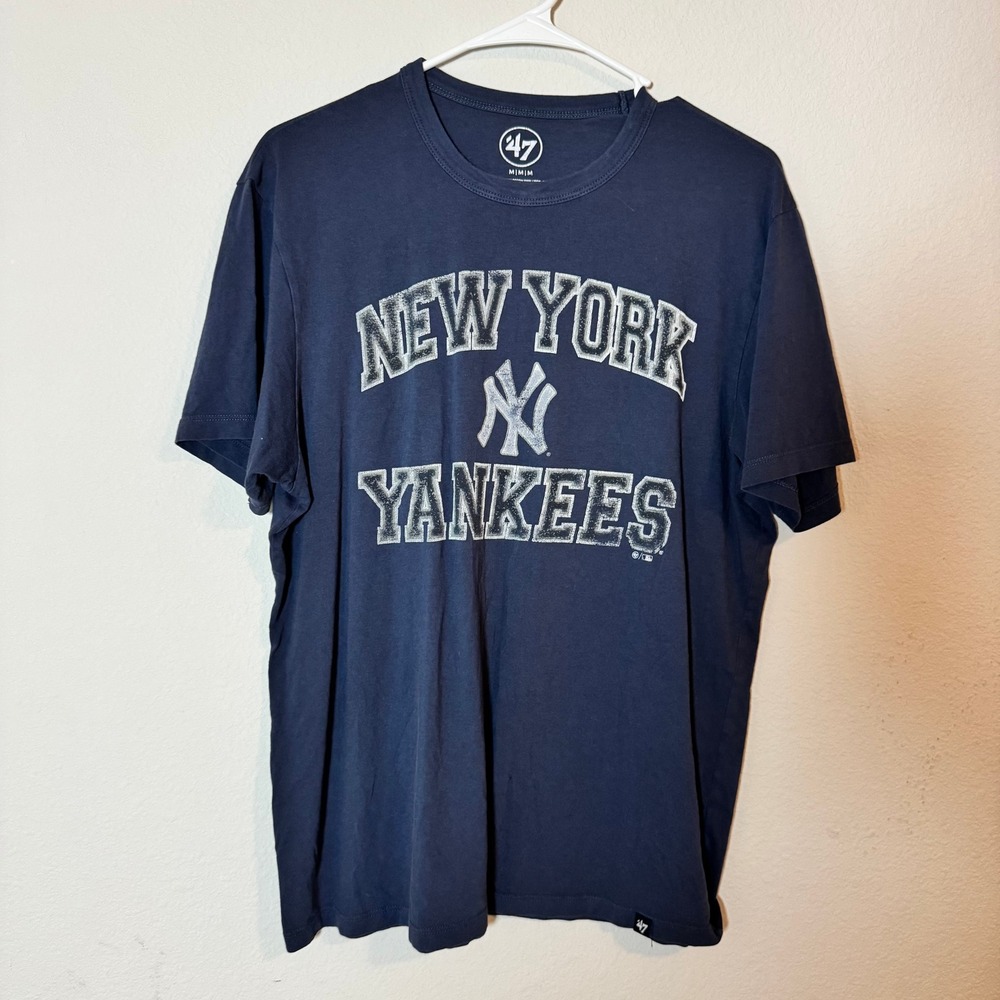 47 Brand Mens New York Yankees T‎ Shirt Navy Blue MLB Graphic Tee Size Medium